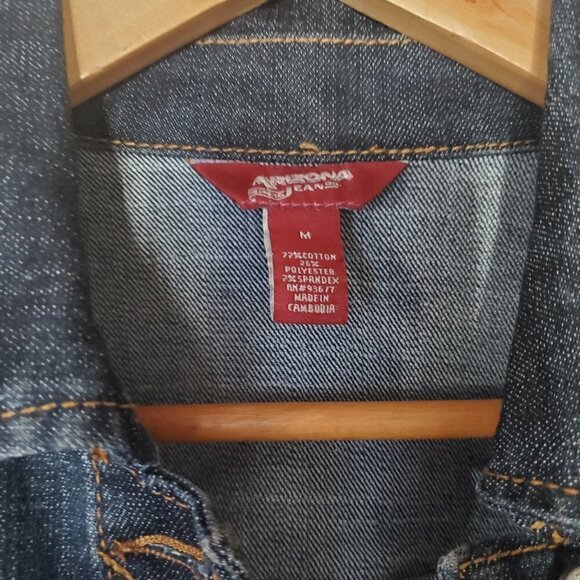 Arizona Jeans Dark Wash Juniors Crop Jean Jacket - Picture 6 of 6